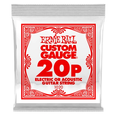 Ernie Ball - Corde simple en acier pour guitare électrique ou acoustique - .020