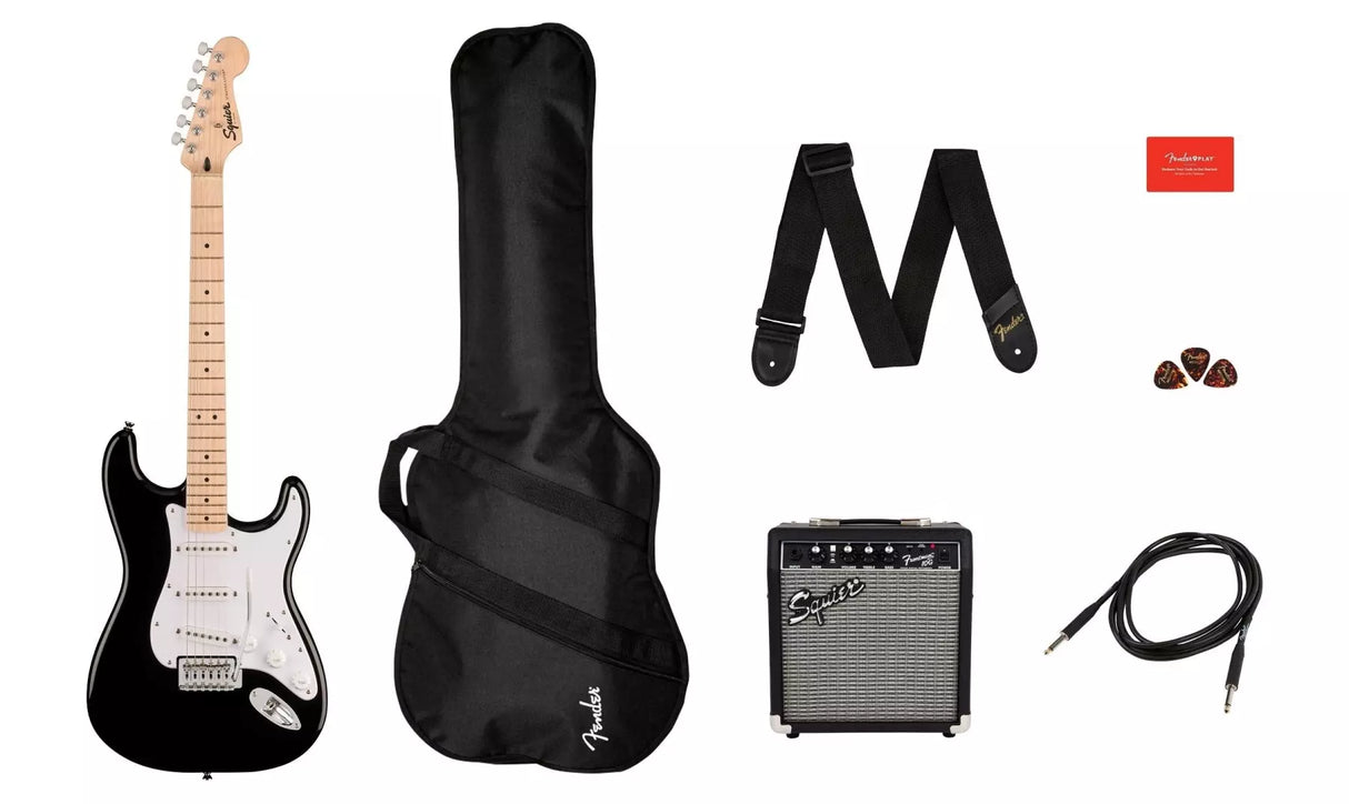 Squier - Pack Sonic Stratocaster avec Frontman 10G et housse - Noir 0371720006