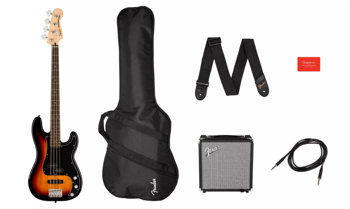 Squier - Pack basse Affinity PJ avec Rumble 15 et housse de transport - Sunburst 3 couleurs