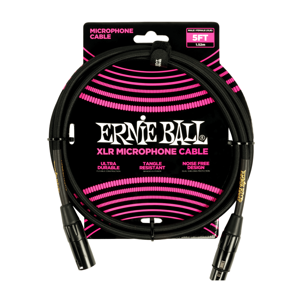 Câble micro XLR tressé Ernie Ball - 5 brins - Noir