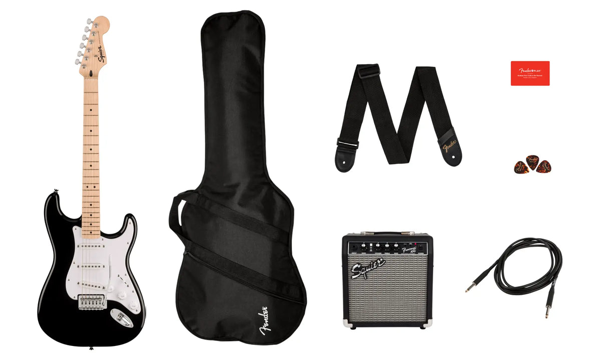 Squier - Pack Sonic Stratocaster avec Frontman 10G et housse - Noir 0371720006