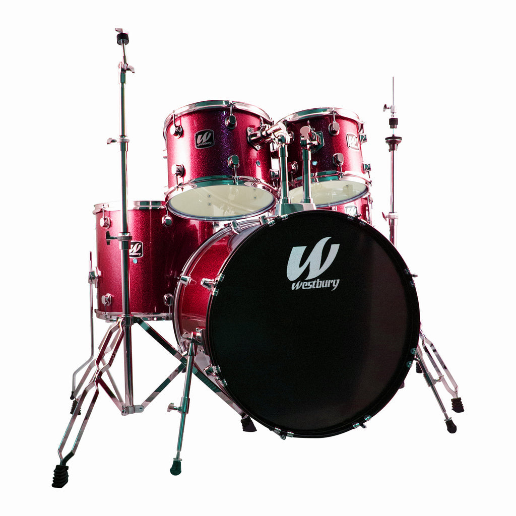 Batterie Westbury 5 pièces, coloris Ruby Sparkle, avec accessoires, cymbales et tabouret de batterie - W575TRS