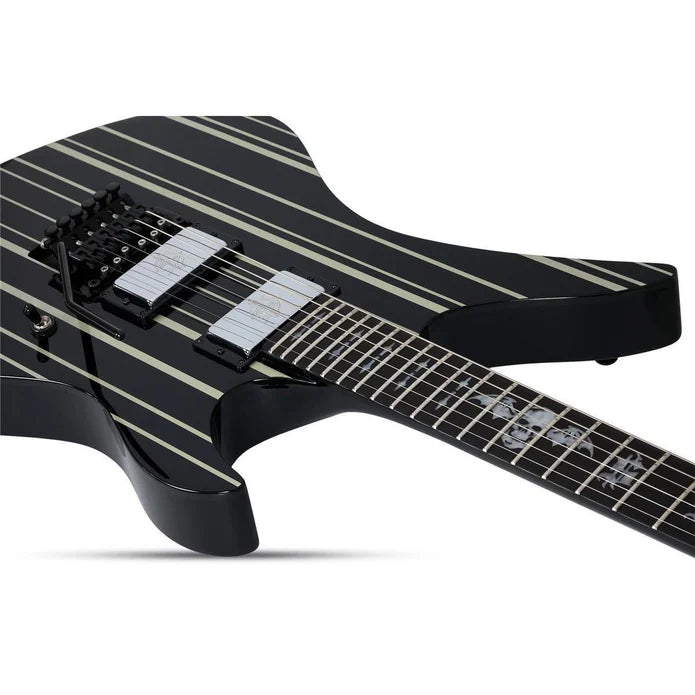 Schecter Synyster Custom Noir brillant avec fines rayures argentées 1740-SHC
