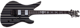 Schecter Synyster Custom Noir brillant avec fines rayures argentées 1740-SHC