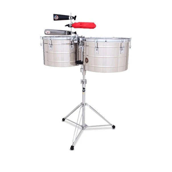 Latin Percussion - 15 and 16 Tito Puente Thunder Timbales - Stainless Steel
