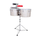 Latin Percussion - 15 and 16 Tito Puente Thunder Timbales - Stainless Steel