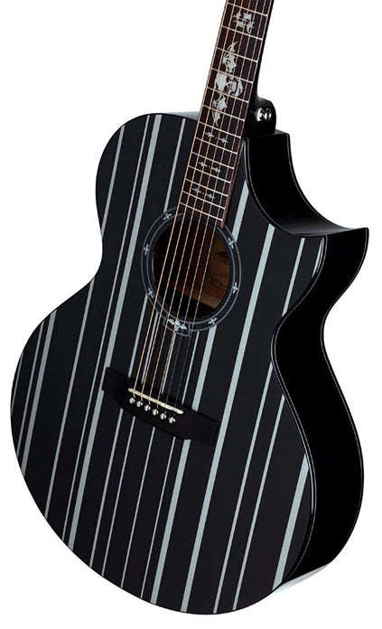 Guitare acoustique Schecter Synyster Gates AC-GA SC - Noir brillant avec liserés argentés 3700-SHC