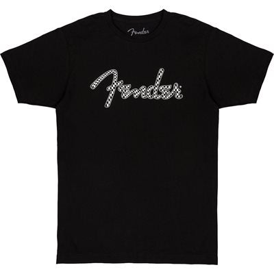 T-shirt Fender Spaghetti Wavy Checker Logo, Noir, Taille XL