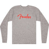 Fender Guitars Spaghetti Logo Longsleeve T-Shirt, Heather Gray, Medium