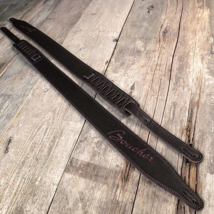 Boucher 2-1/2'' Triple Ply super-soft Leather Guitar Strap, Dark Brown