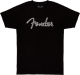 T-shirt à logo en damier ondulé Fender Guitars Spaghetti, Noir, T.L, Large