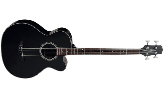 Guitare basse électro-acoustique Takamine série G, pan coupé vénitien, noire GB30CEBLK
