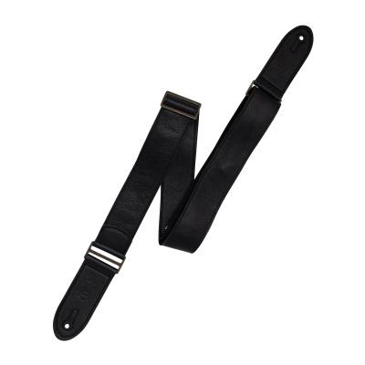 Levys - 2 sangles de guitare réglables en cuir avec extrémités métalliques - Noires