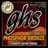 Cordes GHS - Jeu de cordes pour guitare acoustique en bronze phosphoreux à âme fine - Extra légères