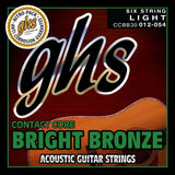 Cordes GHS - Cordes pour guitare acoustique Contact Core Bronze brillant - Légères