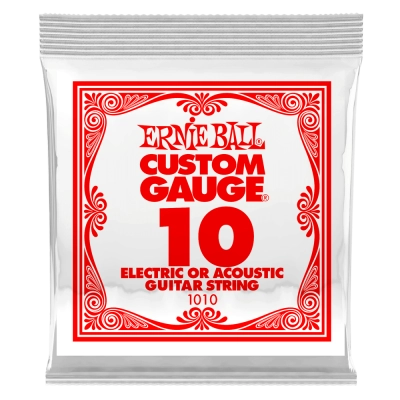 Corde simple en acier pour guitare électrique ou acoustique Ernie Ball - .010