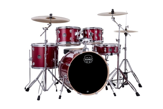 Mapex - Batterie Venus 5 pièces (20, 10, 12, 14, SD) avec accessoires et cymbales - Rouge cramoisi pailleté