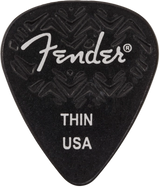 Médiators Fender - Forme 351 Wavelength en celluloïd, lot de 6 - Fins, Noirs