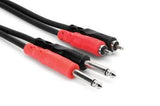 Hosa - Stereo Interconnect Dual 1/4 TS to Dual RCA, 3m