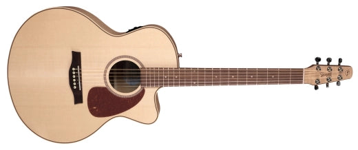Seagull Guitars - Guitare acoustique/électrique Performer CW Mini-Jumbo en épicéa/érable flammé avec housse