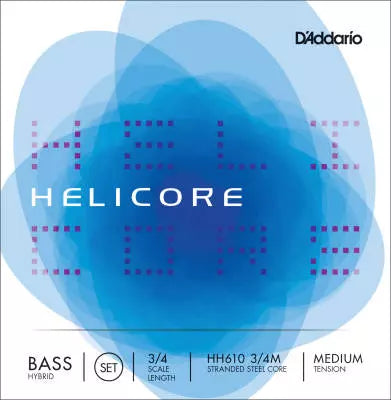 D'Addario Orchestral - HH610 3/4M - Jeu de cordes de basse hybrides Helicore, diapason 3/4, tension moyenne