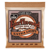 Cordes acoustiques Ernie Ball Earthwood Extra Light Phosphor Bronze, 10-50, lot de 3