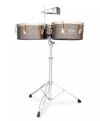 Latin Percussion - Matador 14 and 15 Timbales - Black Nickel with Gold