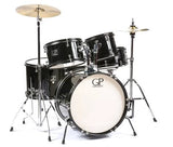 Granite Percussion - Batterie Junior 5 pièces (16, 8, 10, 12, grosse caisse) avec cymbales et accessoires - Noir