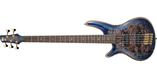 Ibanez - Basse électrique 5 cordes SR Premium avec housse, gaucher - Cerulean Blue Burst
