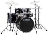 Batterie Yamaha Stage Custom Birch 5 pièces (22, 10, 12, 16, grosse caisse) avec accessoires série 700 - Noir corbeau