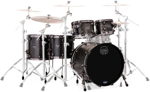 Mapex - Saturn V MH Exotic Studioease 5-Piece Shell Pack (22,10,12,14,16) - Satin Black Maple Burl
