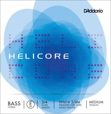 D'Addario Orchestral - HH614 3/4M - Corde de Mi basse hybride Helicore, diapason 3/4, tension moyenne