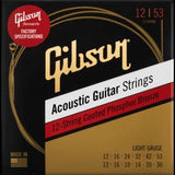 Gibson - Jeu de 12 cordes en bronze phosphoreux avec revêtement - Léger