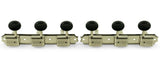 Mécaniques Kluson - 3 On A Plate Deluxe Series, à double ligne, standard - Nickel avec boutons ovales noirs