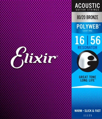 Cordes Elixir - Cordes pour guitare acoustique 80/20 bronze avec revêtement POLYWEB, résonateur