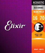 Cordes Elixir - Cordes pour guitare acoustique 80/20 bronze avec revêtement NANOWEB, baryton 8 cordes