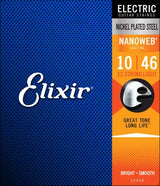Cordes Elixir - Cordes pour guitare électrique avec revêtement NANOWEB, 12 cordes Light