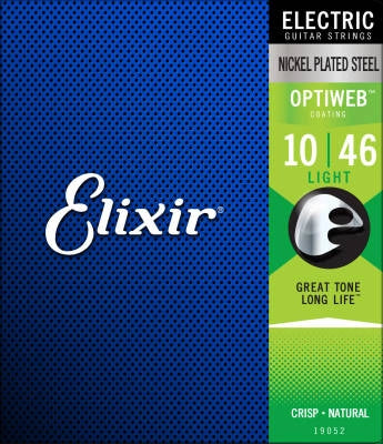 Cordes Elixir - Cordes pour guitare électrique avec revêtement OPTIWEB, Light (.010-.046)