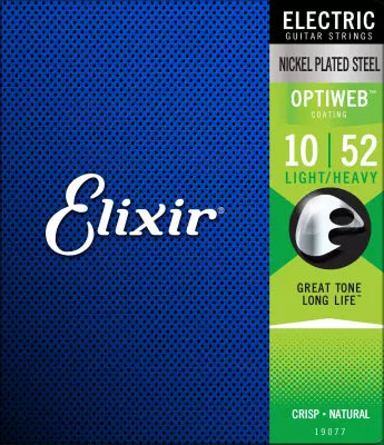 Cordes Elixir - Cordes pour guitare électrique avec revêtement OPTIWEB, légères/lourdes (.010-.052)