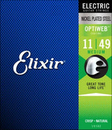 Cordes Elixir - Cordes pour guitare électrique avec revêtement OPTIWEB, médium (.011-.049)