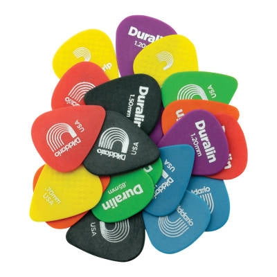 D'Addario - Duralin, médiators assortis pour calibres, paquet de 21