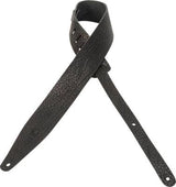 Levys - 2-1/2 Inch Veg-Tan Leather Guitar Strap - Black