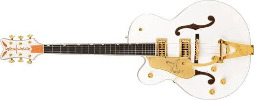 Guitares Gretsch - Guitare Falcon G6136TG-LH Players Edition, corps creux, avec bigsby à cordes traversantes et accastillage doré, pour gaucher - Blanc