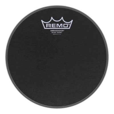 Peau de batterie Remo - Ambassador en daim noir, 8