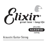 Cordes Elixir - Corde simple pour guitare acoustique 80/20 bronze avec revêtement NANOWEB, .030