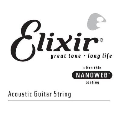 Cordes Elixir - Corde simple pour guitare acoustique 80/20 bronze avec revêtement NANOWEB, .039