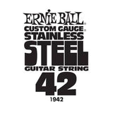 Corde de guitare simple Ernie Ball en acier inoxydable, calibre personnalisé - .042