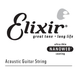 Cordes Elixir - Corde simple pour guitare acoustique en bronze phosphoreux avec revêtement NANOWEB, .024