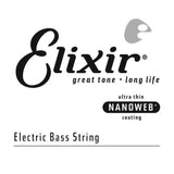 Cordes Elixir - Corde simple pour basse électrique en acier nickelé avec revêtement NANOWEB, 0,065