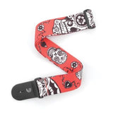 D'Addario - 2 sangles de guitare tissées, têtes de mort mexicaines - Rouge